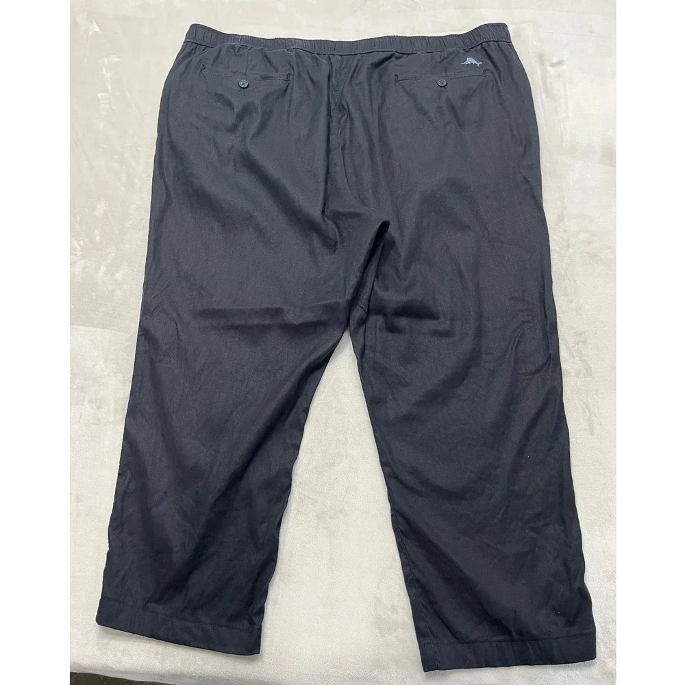 Tommy Bahama Boracay Pants Mens 3XL Big Blue Linen Blend Elastic Waist Trouser